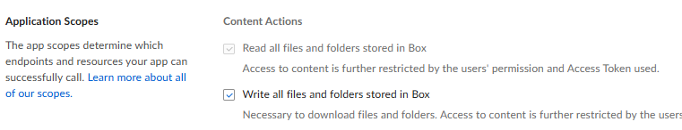 Edit the application scopes