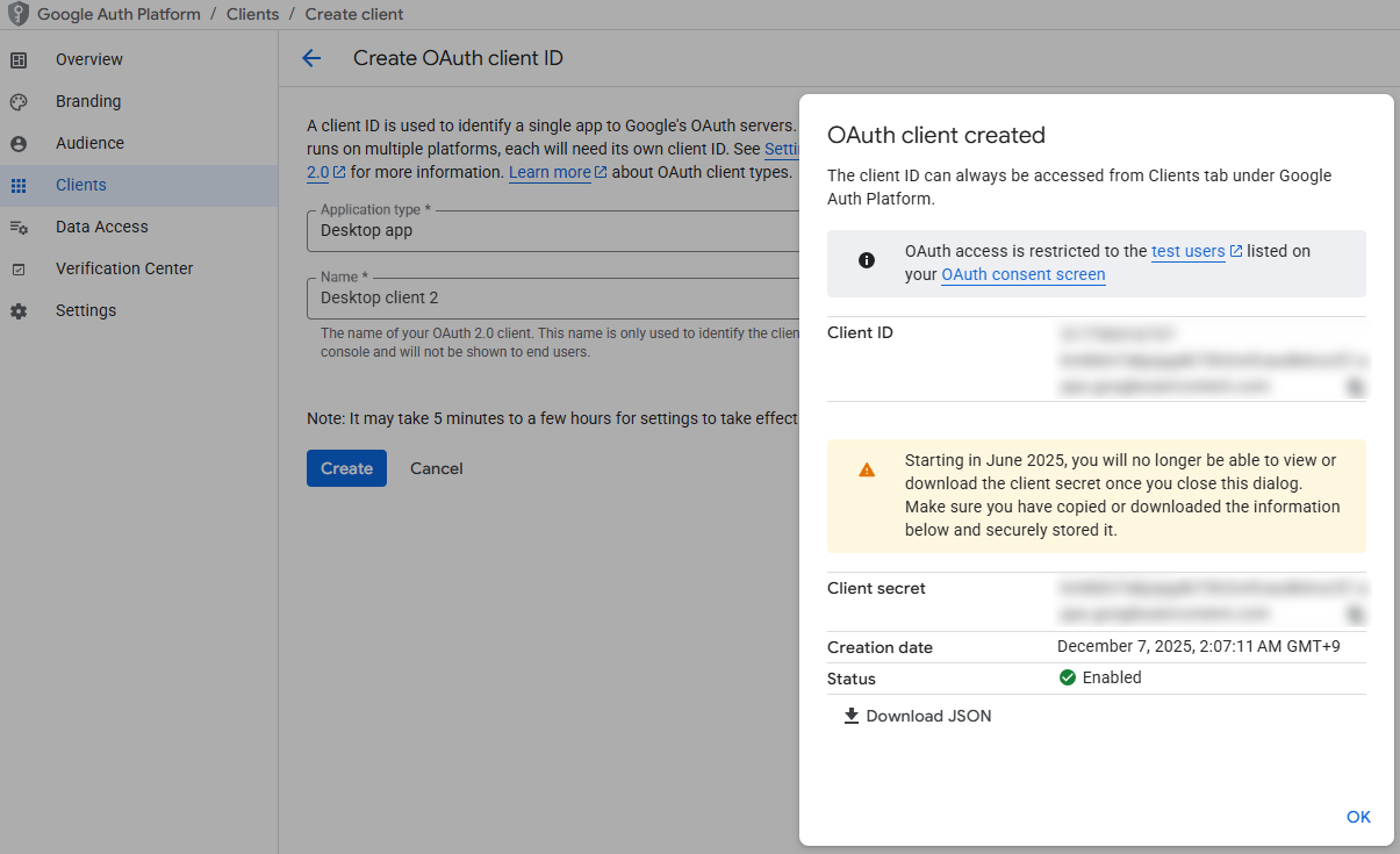 Obtain the Client ID and Client Secret