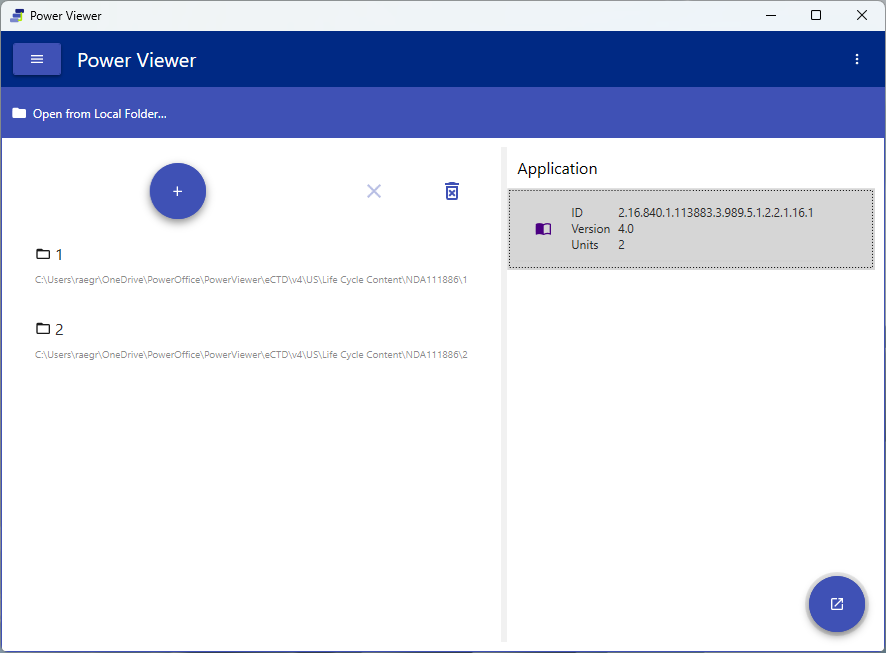 Open eCTD – Local screen (Left/Right Pane)