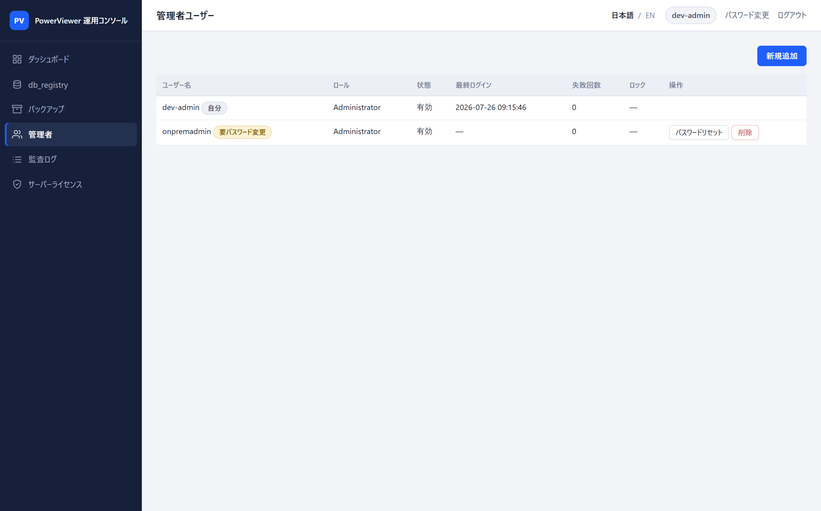 管理者画面
